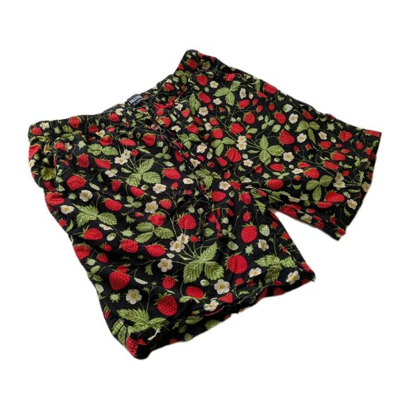 "Massive" Men's Summer Shorts Size XL Strawberry Pattern Black Summer Pockets - Picture 2 of 9